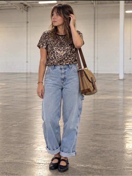 sans souci Tops - sans souci sequin medium leopard top y2k party mob wife beige, brown women's top